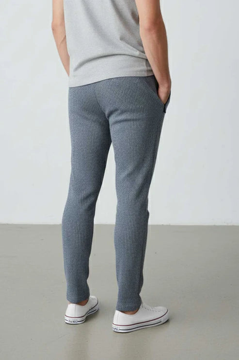 Men’s Slim-Fit Pinstripe Casual Trousers
